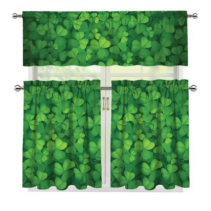 Irish Clover St. Patrick's Day Print 3 Piece Kitchen Curtains