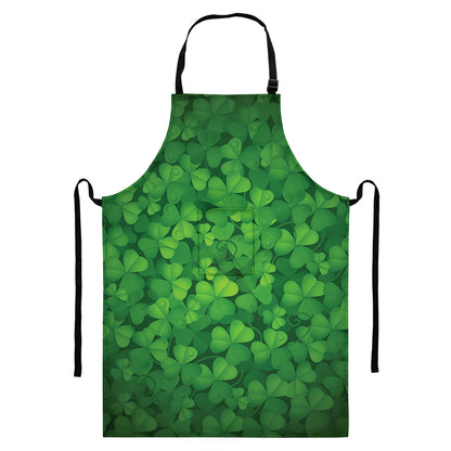 Irish Clover St. Patrick's Day Print Bib Apron With Pocket