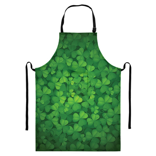 Irish Clover St. Patrick's Day Print Bib Apron With Pocket