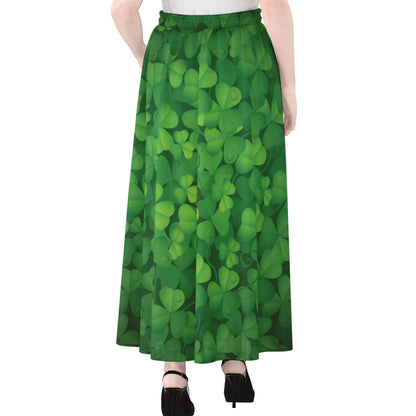 Irish Clover St. Patrick's Day Print Chiffon Maxi Skirt