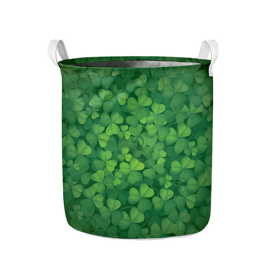 Irish Clover St. Patrick's Day Print Collapsible Laundry Basket