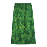 Irish Clover St. Patrick's Day Print Cotton Front Slit Maxi Skirt