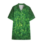 Irish Clover St. Patrick's Day Print Cotton Hawaiian Shirt