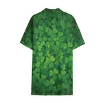 Irish Clover St. Patrick's Day Print Cotton Hawaiian Shirt