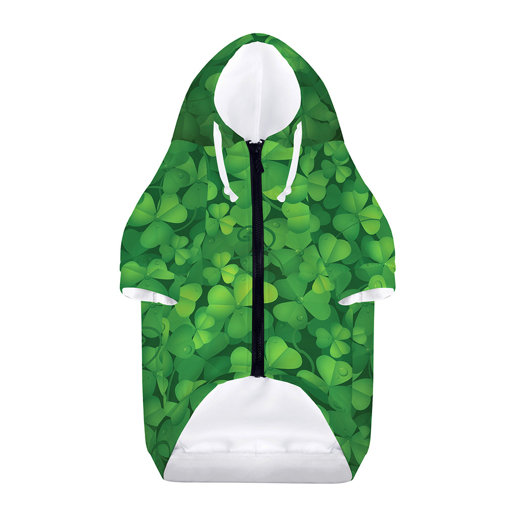 Irish Clover St. Patrick's Day Print Dog Zip Up Hoodie