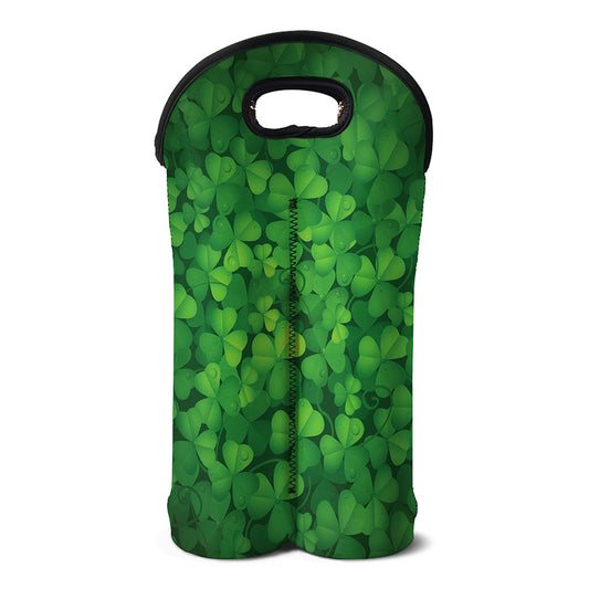 Irish Clover St. Patrick's Day Print Double Neoprene Wine Tote