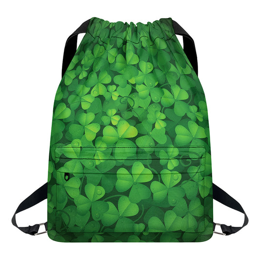 Irish Clover St. Patrick's Day Print Drawstring Backpack