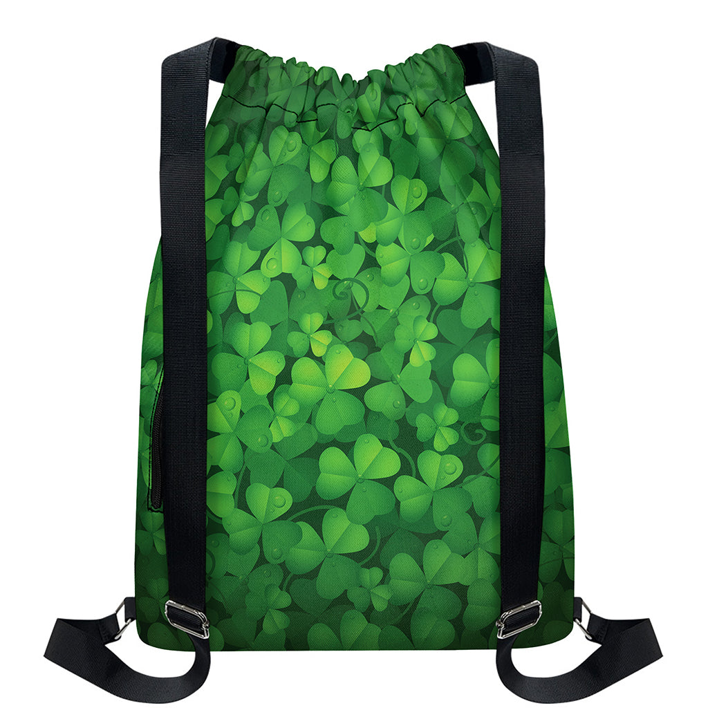 Irish Clover St. Patrick's Day Print Drawstring Backpack
