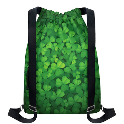 Irish Clover St. Patrick's Day Print Drawstring Backpack