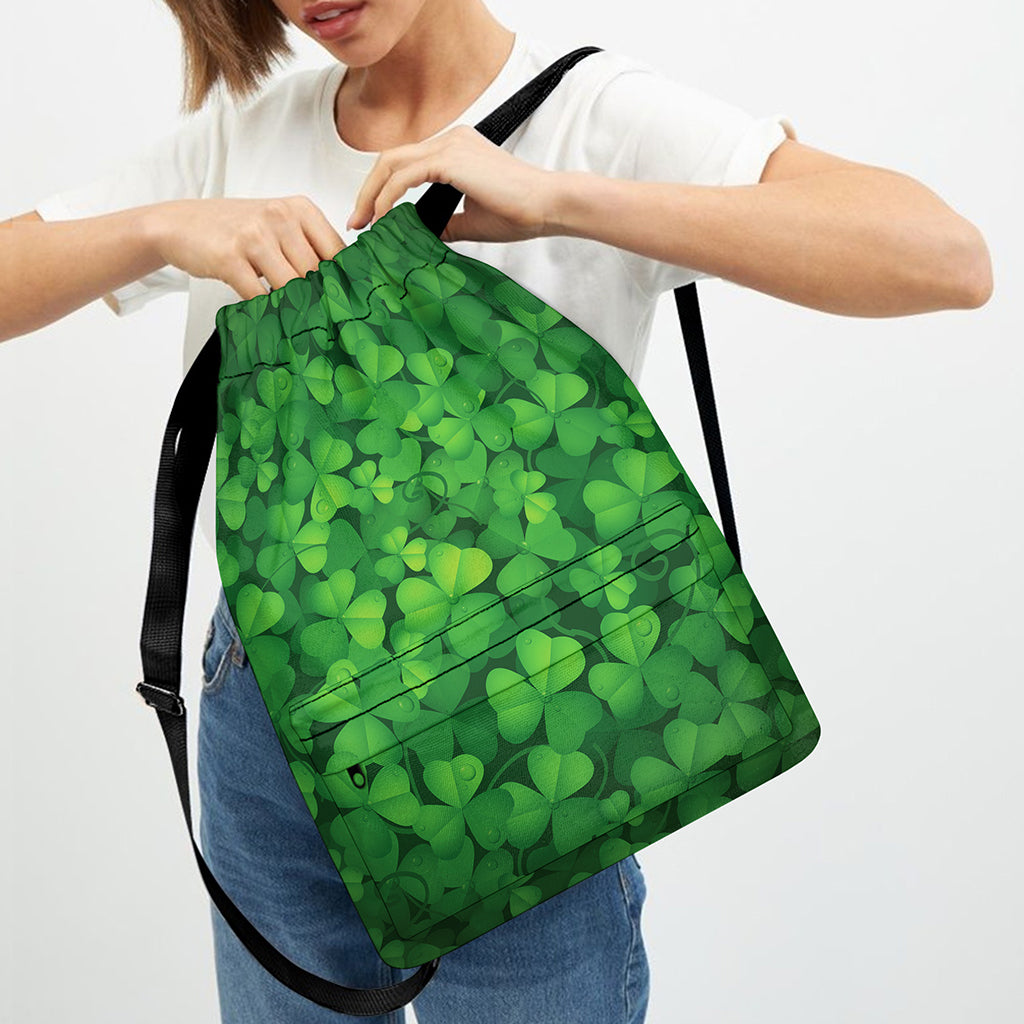 Irish Clover St. Patrick's Day Print Drawstring Backpack