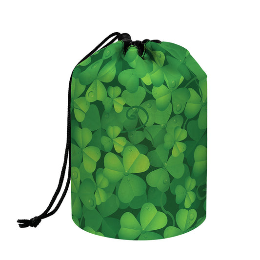 Irish Clover St. Patrick's Day Print Drawstring Makeup Bag