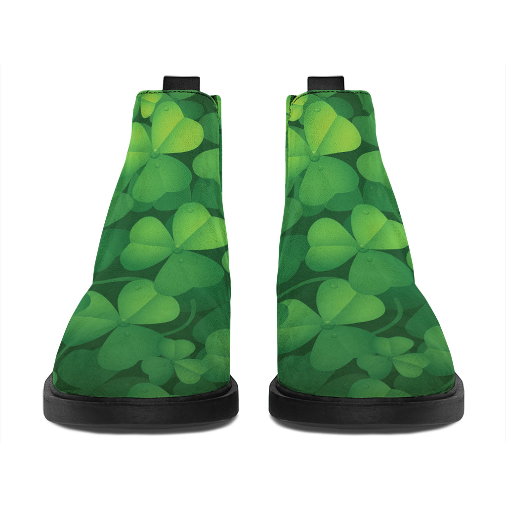 Irish Clover St. Patrick's Day Print Flat Ankle Boots