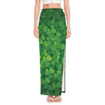 Irish Clover St. Patrick's Day Print High Slit Maxi Skirt