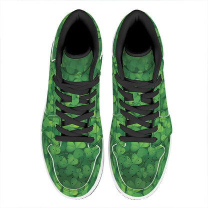 Irish Clover St. Patrick's Day Print High Top Leather Sneakers
