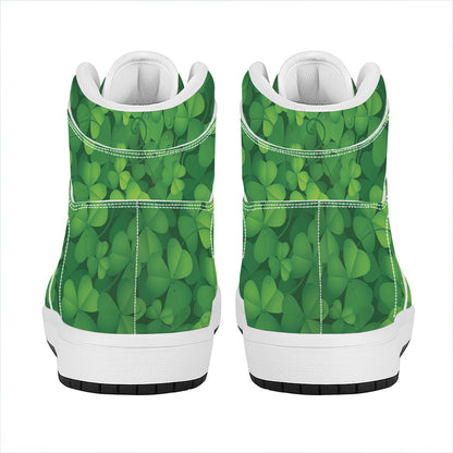 Irish Clover St. Patrick's Day Print High Top Leather Sneakers