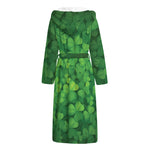 Irish Clover St. Patrick's Day Print Hooded Bathrobe
