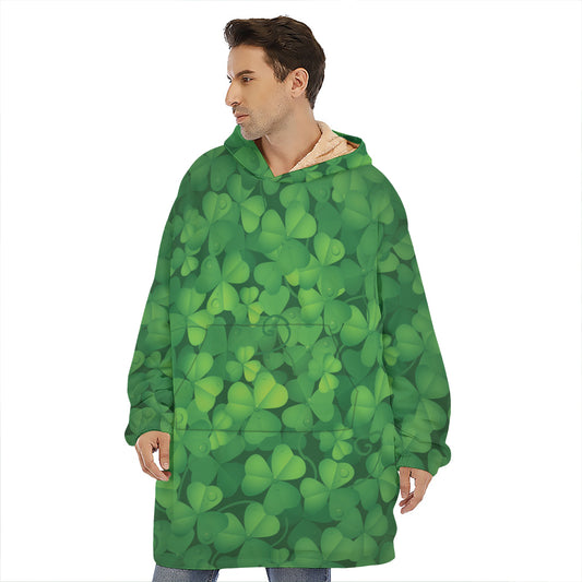 Irish Clover St. Patrick's Day Print Hoodie Blanket