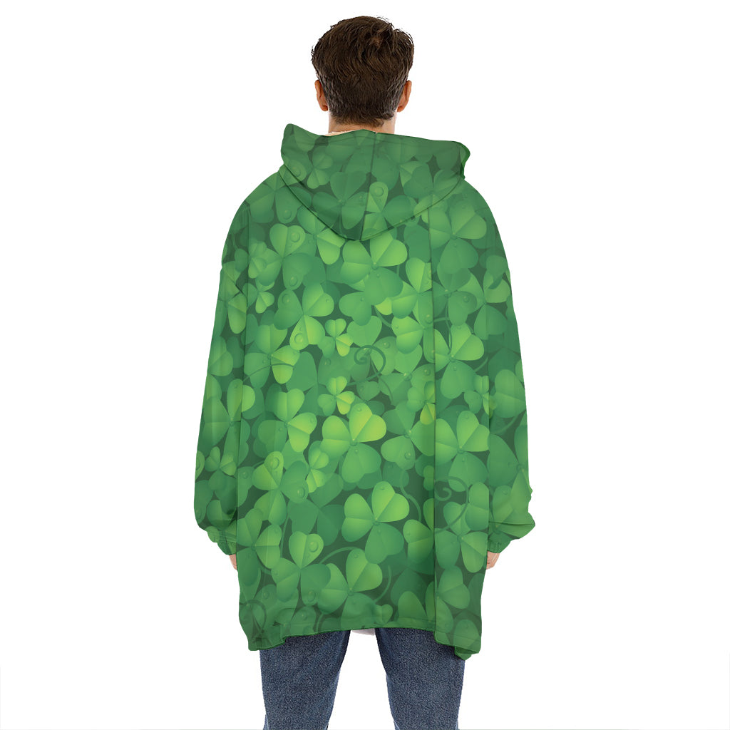 Irish Clover St. Patrick's Day Print Hoodie Blanket