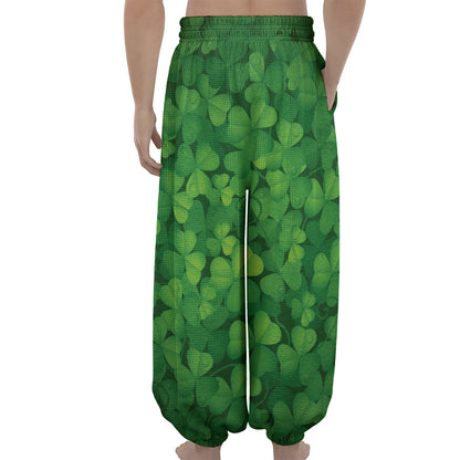 Irish Clover St. Patrick's Day Print Lantern Pants