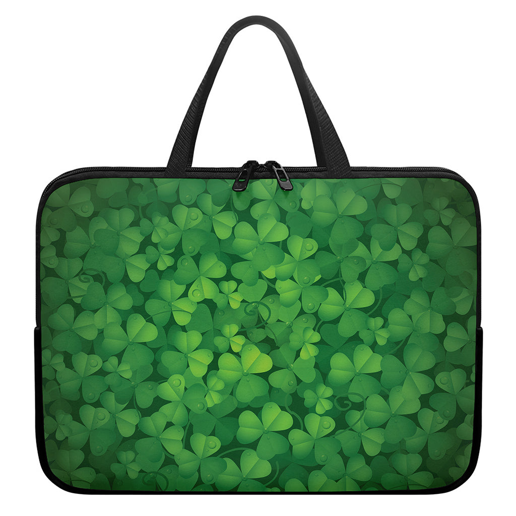 Irish Clover St. Patrick's Day Print Laptop Sleeve With Handle