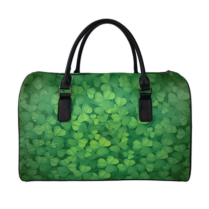 Irish Clover St. Patrick's Day Print Leather Duffle Bag