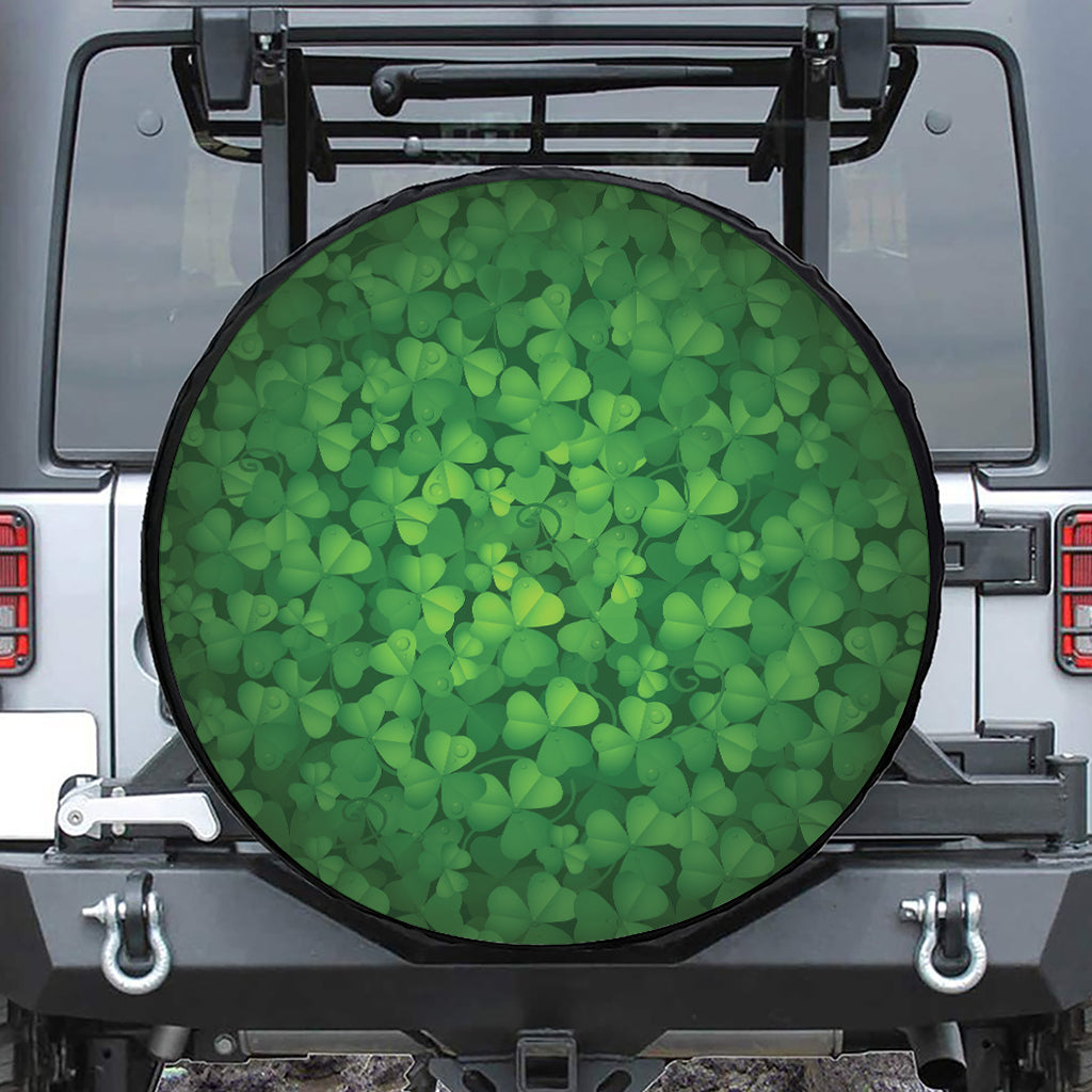 Irish Clover St. Patrick's Day Print Leather Spare Tire Cover