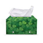 Irish Clover St. Patrick's Day Print Leather Tissue Box Cover