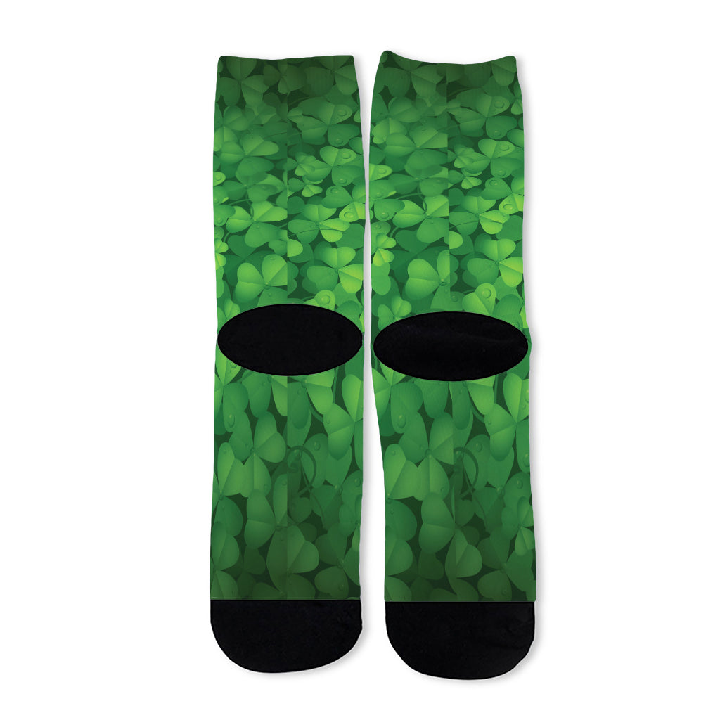 Irish Clover St. Patrick's Day Print Long Socks