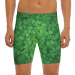 Irish Clover St. Patrick's Day Print Men's Long Boxer Briefs