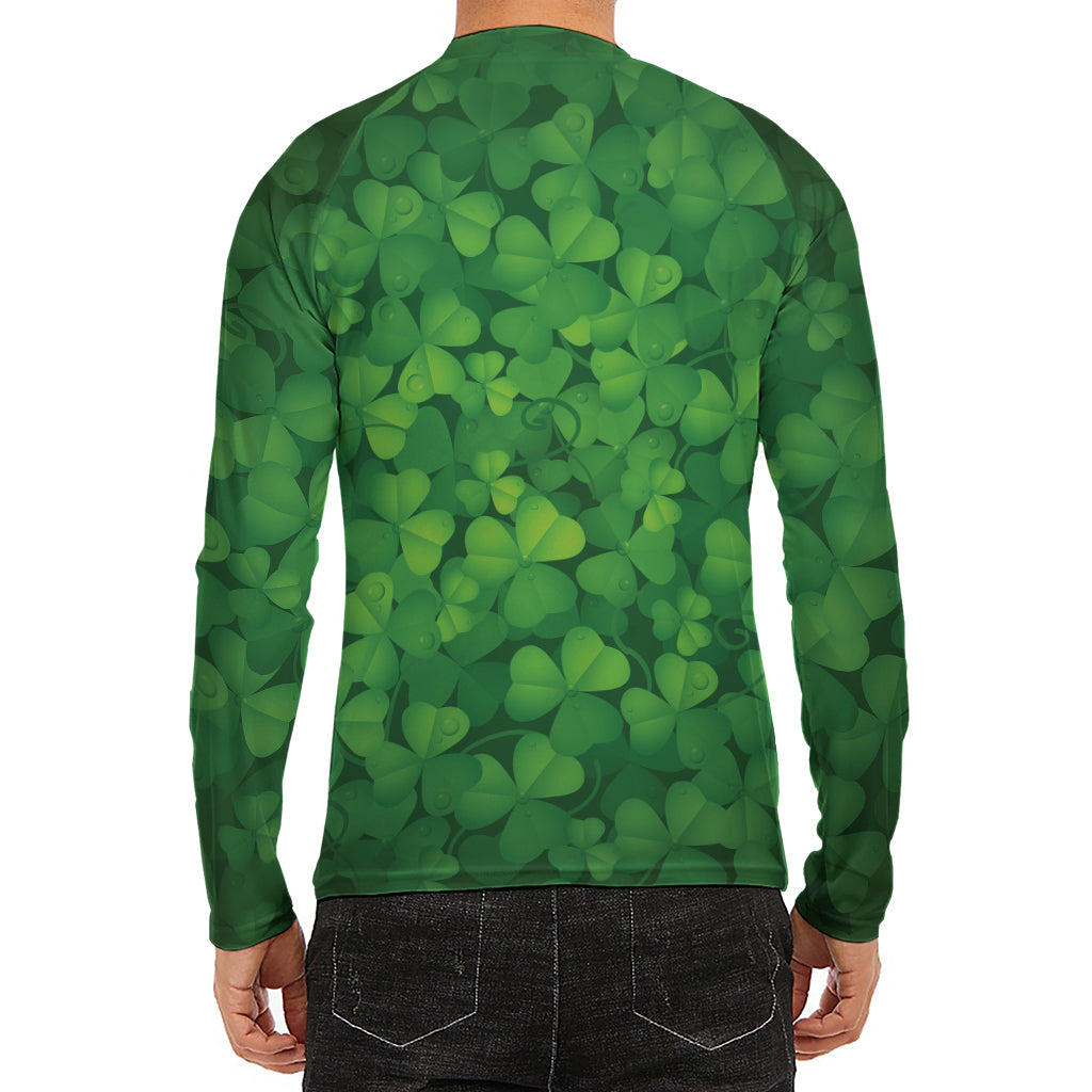 Irish Clover St. Patrick's Day Print Men's Long Sleeve Rash Guard