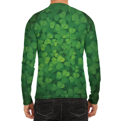 Irish Clover St. Patrick's Day Print Men's Long Sleeve Rash Guard
