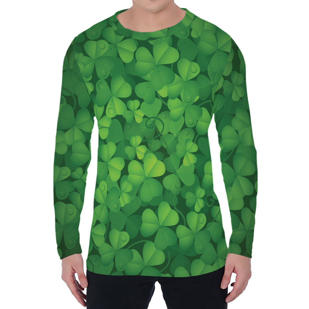 Irish Clover St. Patrick's Day Print Men's Long Sleeve T-Shirt