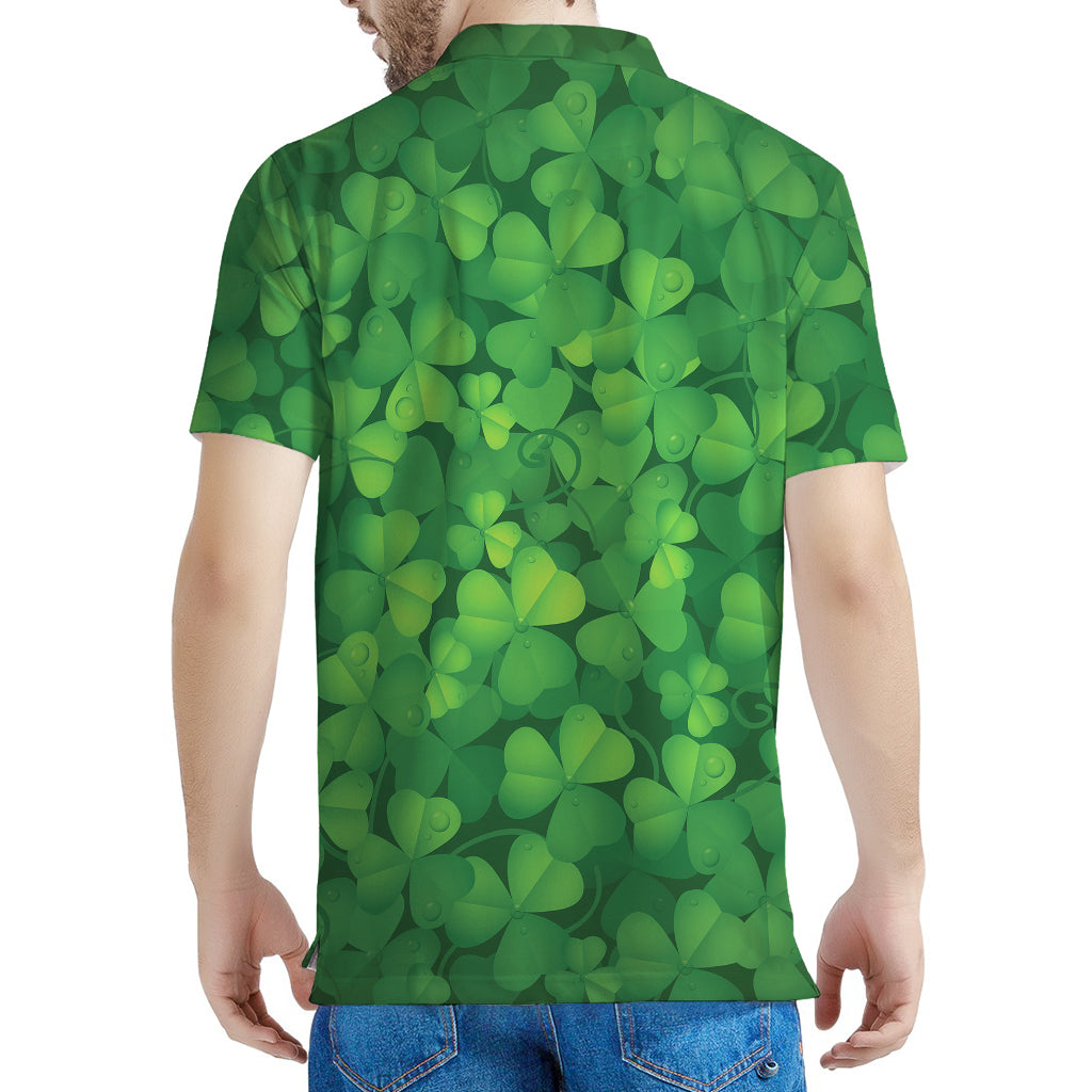 Irish Clover St. Patrick's Day Print Men's Polo Shirt