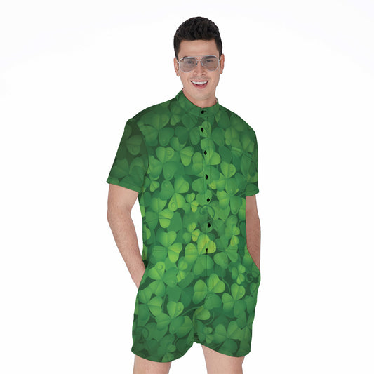 Irish Clover St. Patrick's Day Print Men's Rompers