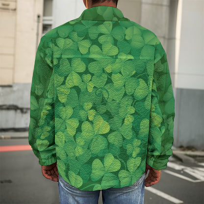 Irish Clover St. Patrick's Day Print Men's Shirt Jacket