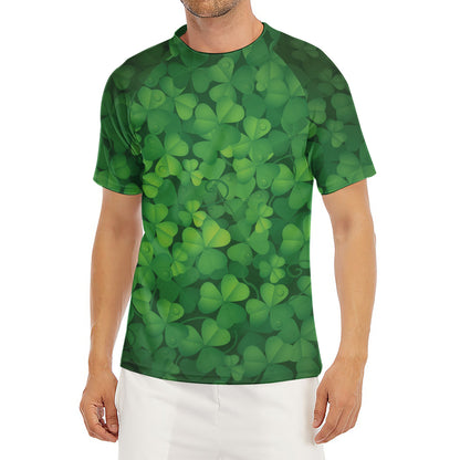Irish Clover St. Patrick's Day Print Men's Short Sleeve Rash Guard