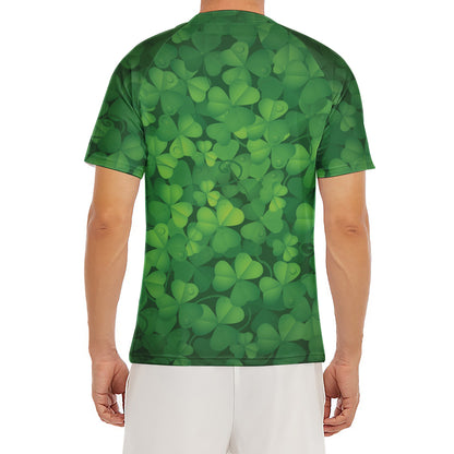 Irish Clover St. Patrick's Day Print Men's Short Sleeve Rash Guard