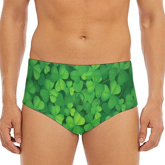 Irish Clover St. Patrick's Day Print Men's Triangle Swim Briefs