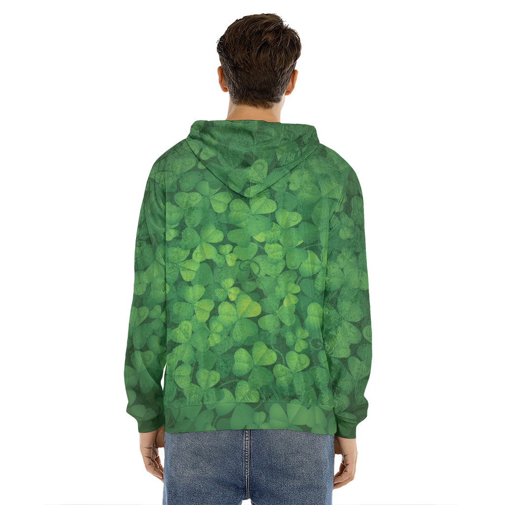 Irish Clover St. Patrick's Day Print Men's Velvet Pullover Hoodie