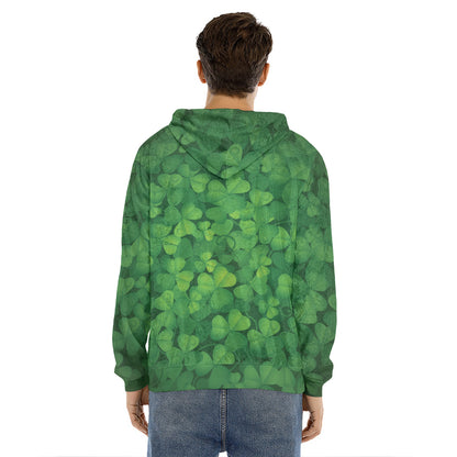 Irish Clover St. Patrick's Day Print Men's Velvet Pullover Hoodie