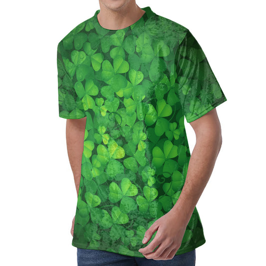 Irish Clover St. Patrick's Day Print Men's Velvet T-Shirt