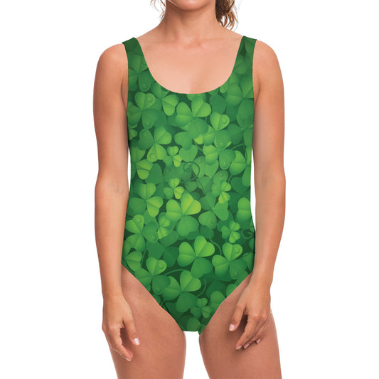Irish Clover St. Patrick's Day Print One Piece Swimsuit