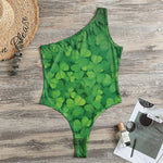 Irish Clover St. Patrick's Day Print One Shoulder Bodysuit