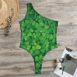 Irish Clover St. Patrick's Day Print One Shoulder Bodysuit