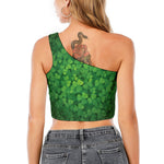 Irish Clover St. Patrick's Day Print One Shoulder Crop Top