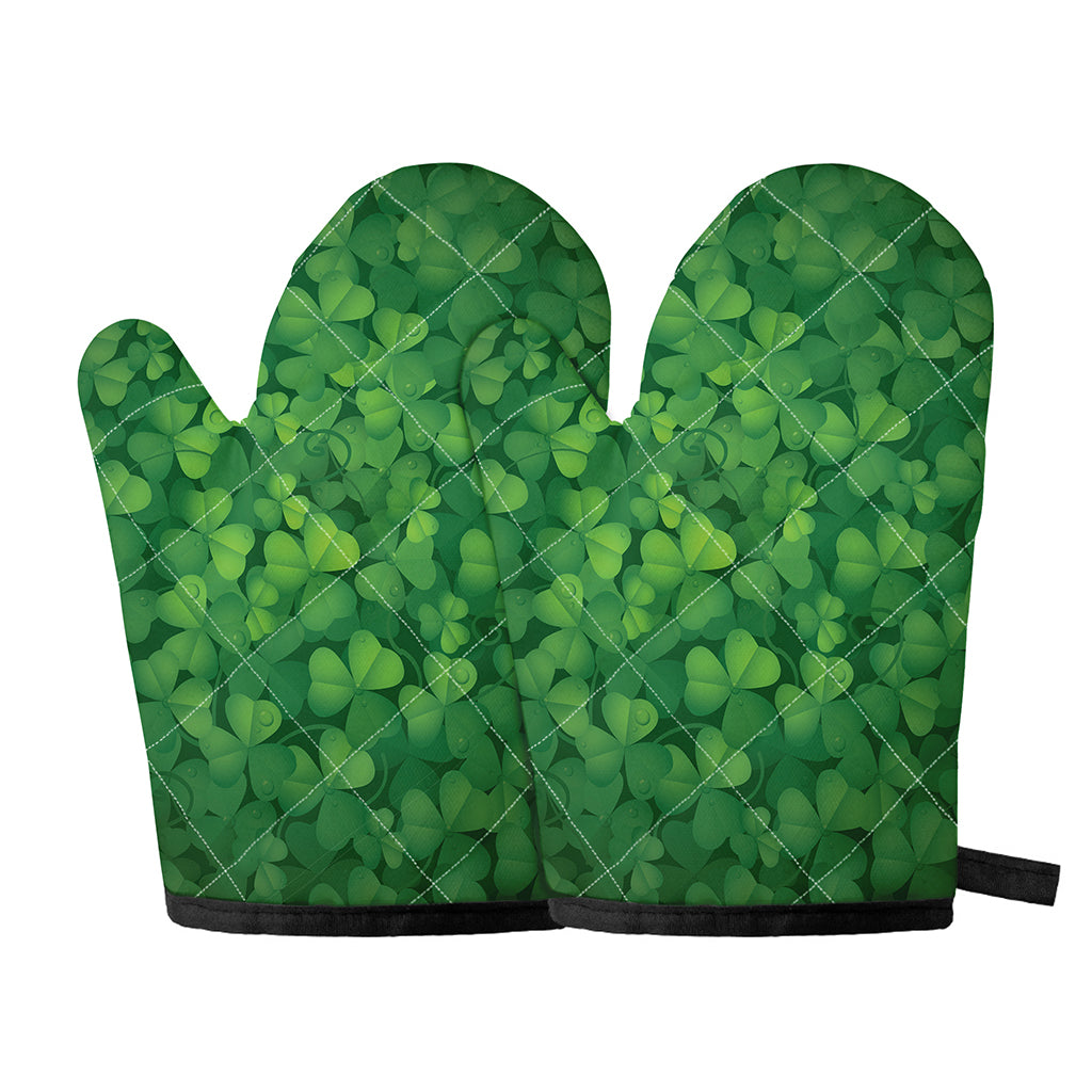 Irish Clover St. Patrick's Day Print Oven Mitts