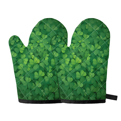 Irish Clover St. Patrick's Day Print Oven Mitts