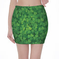 Irish Clover St. Patrick's Day Print Pencil Mini Skirt
