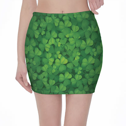 Irish Clover St. Patrick's Day Print Pencil Mini Skirt