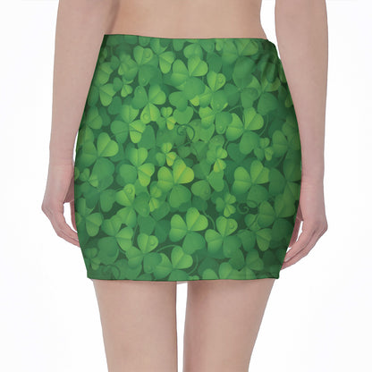 Irish Clover St. Patrick's Day Print Pencil Mini Skirt